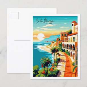 Carte Postale Costa Blanca Espagne illustration de voyage vintag