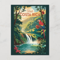 Costa Rica Perrot Illustration Voyage Art Vintage
