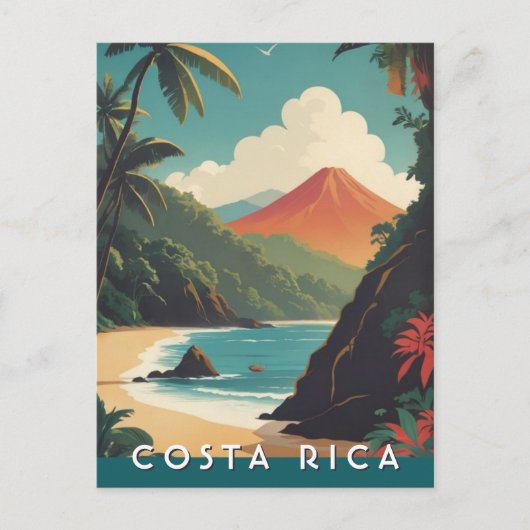 Carte Postale Costa Rice Retro Voyage Volcano Beach Souvenir (Devant)