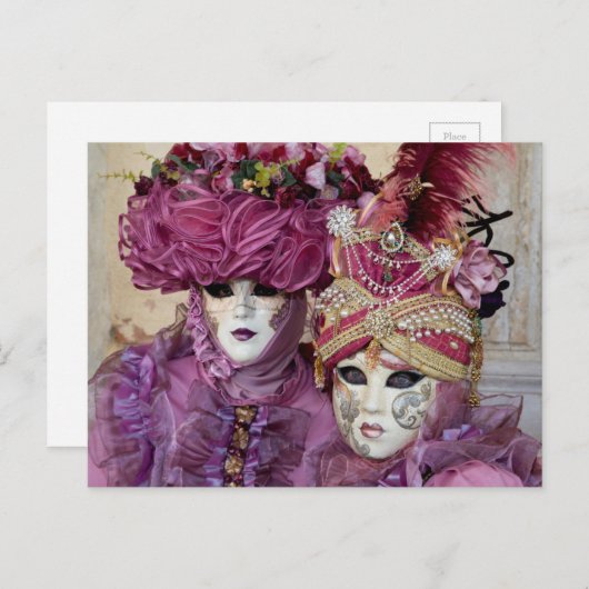 Carte Postale Costume de carnaval pourpre, Venise (Devant / Derrière)