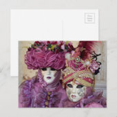 Carte Postale Costume de Carnaval violet, Venise (Devant / Derrière)