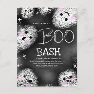 Carte Postale Costume de fantôme de tableau noir Halloween Anniv