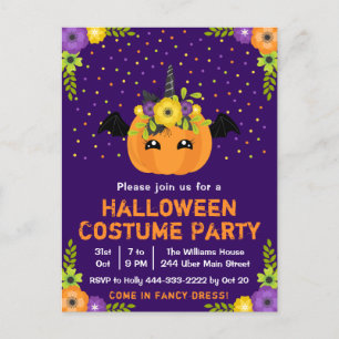 Carte Postale Costume de fête déguisée Halloween violet