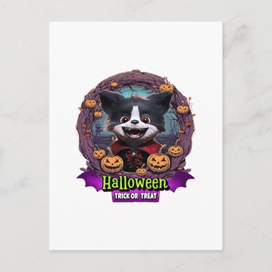 Carte Postale Costume d'Halloween Chiot (Devant)