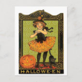 Carte Postale Costume d'Halloween et chat (Devant)