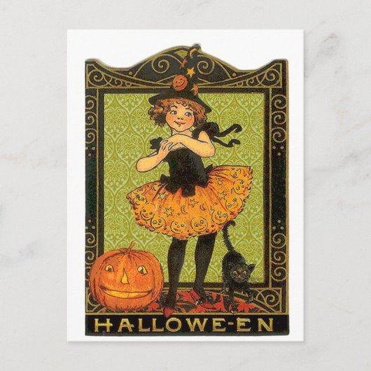 Carte Postale Costume d'Halloween et chat (Devant)
