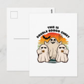 Carte Postale Costume d'Halloween fantôme Boo drôle (Devant / Derrière)