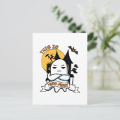 Carte Postale Costume d'Halloween fantôme Boo drôle (Debout devant)