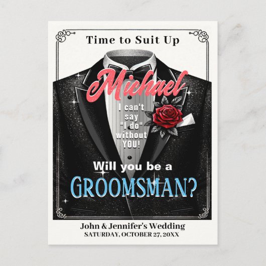 Carte Postale Costume d'invitation Groomsman Tuxedo (Devant)