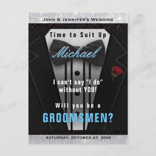 Carte Postale Costume d'invitation Groomsman Tuxedo (Devant)