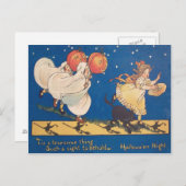 Carte Postale Costume Fantôme Halloween Prank Chat noir (Devant / Derrière)