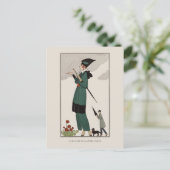 Carte Postale Costume vert Barbier Mode Vintage française (Debout devant)