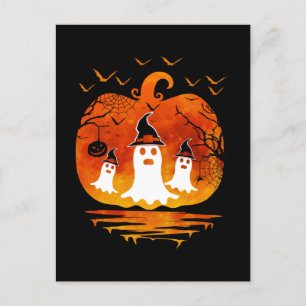 CARTE POSTALE COSTUMES HALLOWEEN FANTÔMES CITROUILLE SAISON D'AU