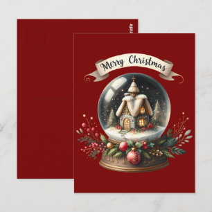 Carte Postale Cosy Christmas Snow Globe Cottage Scène