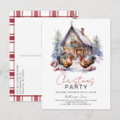 Carte Postale Cosy Winter Farm Pays Poulet Noël fête (Devant / Derrière)