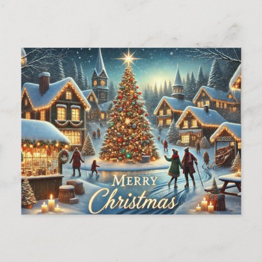 Carte Postale Cosy Winter Village Noël (Devant)