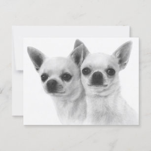 Carte Postale Côte à côte - Chihuahuas peint à la main exclusive