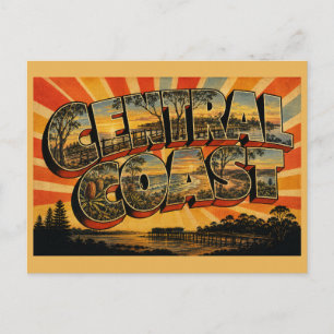 Carte Postale Côte centrale NSW Australie Art de voyage vintage