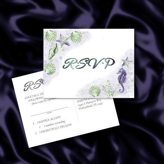 Carte Postale Côté Chic | Réponse RSVP marine violet et vert cit