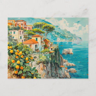 Carte Postale Côte d'Amalfi, Italie Voyage Rétro
