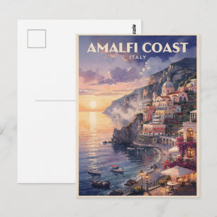 Carte Postale Côte d'Amalfi Italie Voyage Rétro