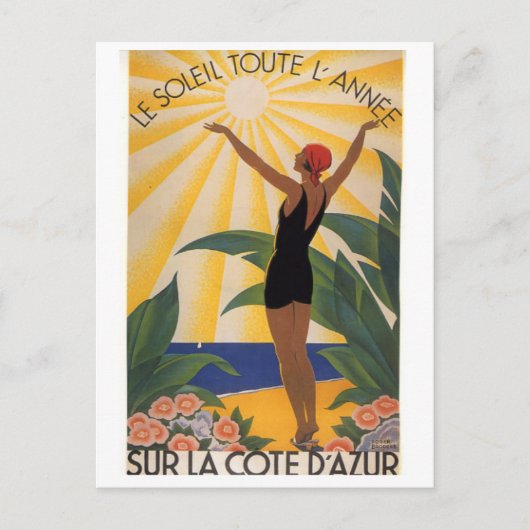 Carte Postale Côte d'Azur Année Sunshine (Devant)