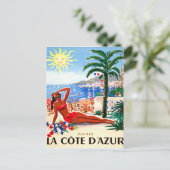 Carte Postale Côte d'Azur, bikini fille sur la plage, France (Debout devant)