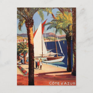Carte Postale Côte d'Azur vintage, France -
