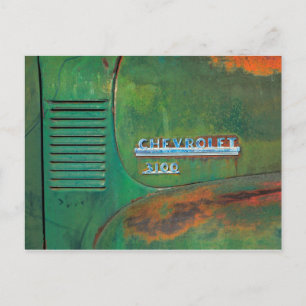 Carte Postale Côté de camion vert vintage rouillé