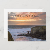 Carte Postale Côte de l'Oregon Yaquina Coucher de soleil Océan P (Devant / Derrière)