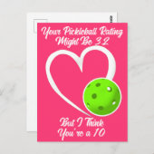 Carte Postale Cote de Pickleball Saint-Valentin Cœur Vert Rose (Devant / Derrière)
