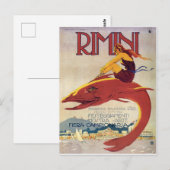 Carte Postale Côte de Rimini, Italie, fille sur un gros poisson (Devant / Derrière)