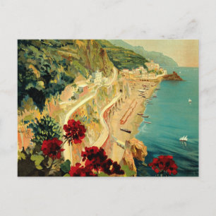 Carte Postale Côte italienne d'Amalfi, Poster Vintage voyage Ita