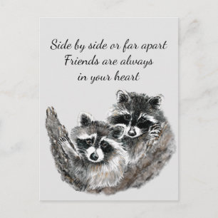 Carte Postale Côté ou Far Apart Friends Citer Raccoon