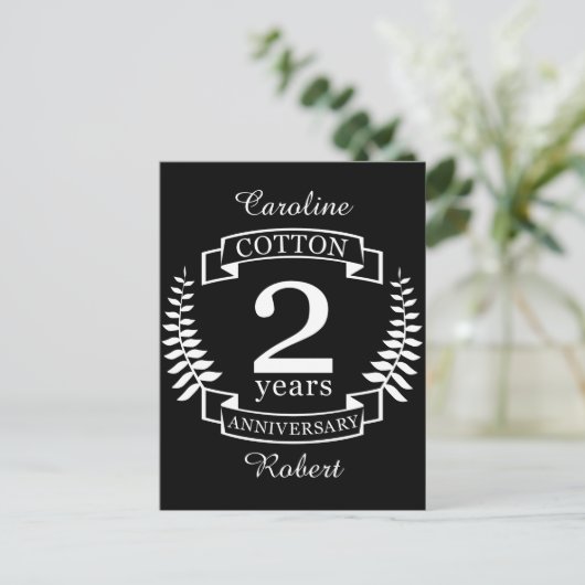 Carte Postale Coton mariage anniversaire 2 ans mariés (Debout devant)