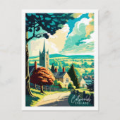 Carte Postale Cotswolds Angleterre illustration de voyage vintag (Devant)