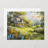 Carte Postale Cottage d'été avec prairie Fleur sauvage (Devant / Derrière)