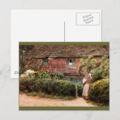 Carte Postale Cottage rose mère et enfant (Devant / Derrière)