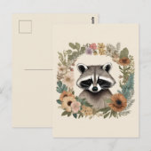 Carte Postale Cottagecore Cute Raccoon (Devant / Derrière)