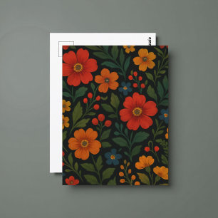 Carte Postale Cottagecore Fleur Foncé Botanique Moody