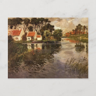 Carte Postale Cottages au bord d'une rivière par Frits Thaulow