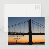 Carte Postale Cou de Throggs et coucher du soleil de pont de (Devant / Derrière)