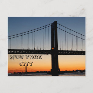 Carte Postale Cou de Throggs et coucher du soleil de pont de