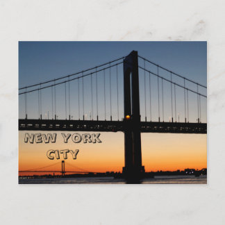 Carte Postale Cou de Throggs et coucher du soleil de pont de