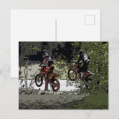 Carte Postale Cou et Cou - Motocross Racers (Devant / Derrière)