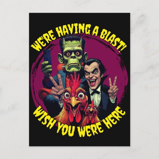 Carte Postale  "Couch Cryptid Selfie" Cheesy Chicken (Devant)