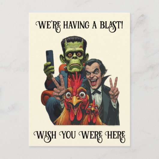 Carte Postale  "Couch Cryptid Selfie Postcard" Cheesy Chicken (Devant)