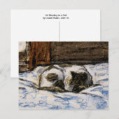 Carte Postale Couchage de chat sur un lit (Devant / Derrière)