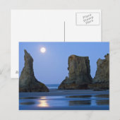 Carte Postale Coucher de lune, plage de Bandon, Oregon. (Devant / Derrière)