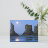 Carte Postale Coucher de lune, plage de Bandon, Oregon. (Debout devant)